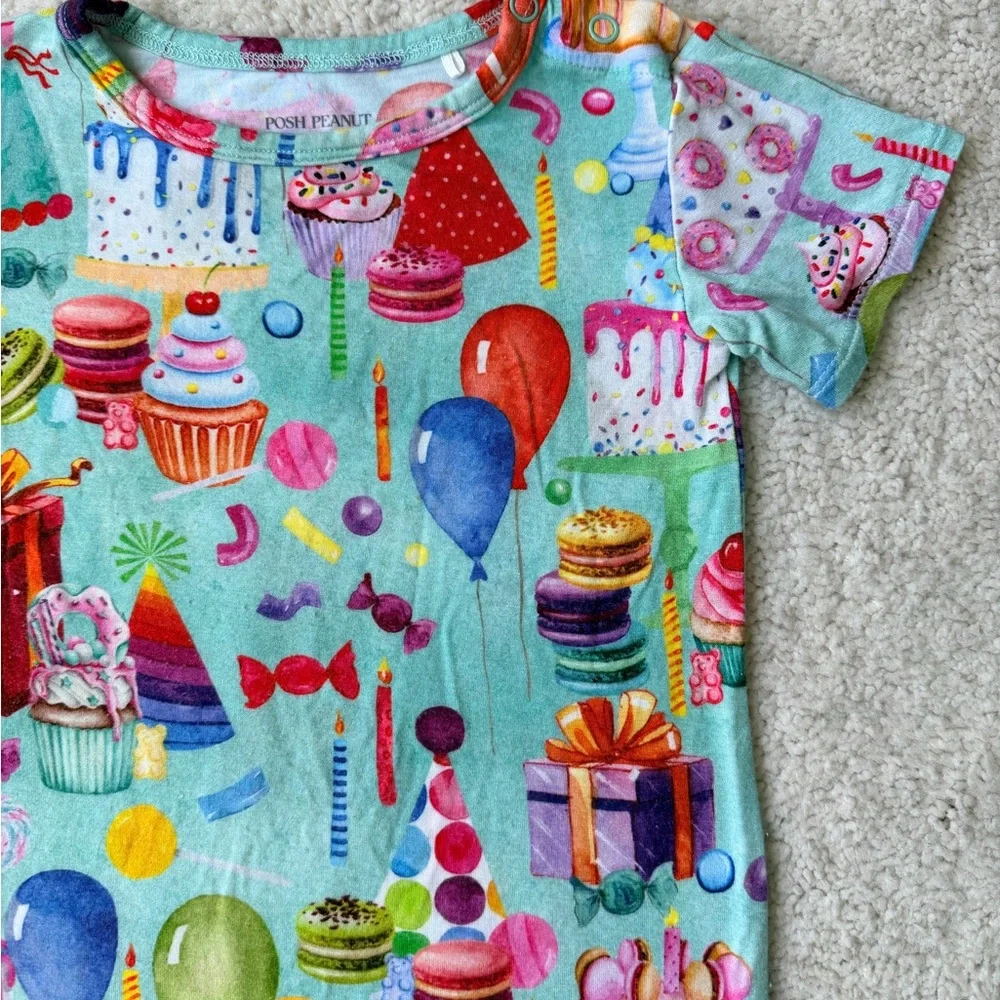 Posh Peanut Short Sleeve “Happy Birthday” Snap Closure Bodysuit - Picture 3 of 10